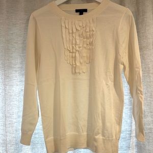 J.Crew cream ruffle front wool sweater